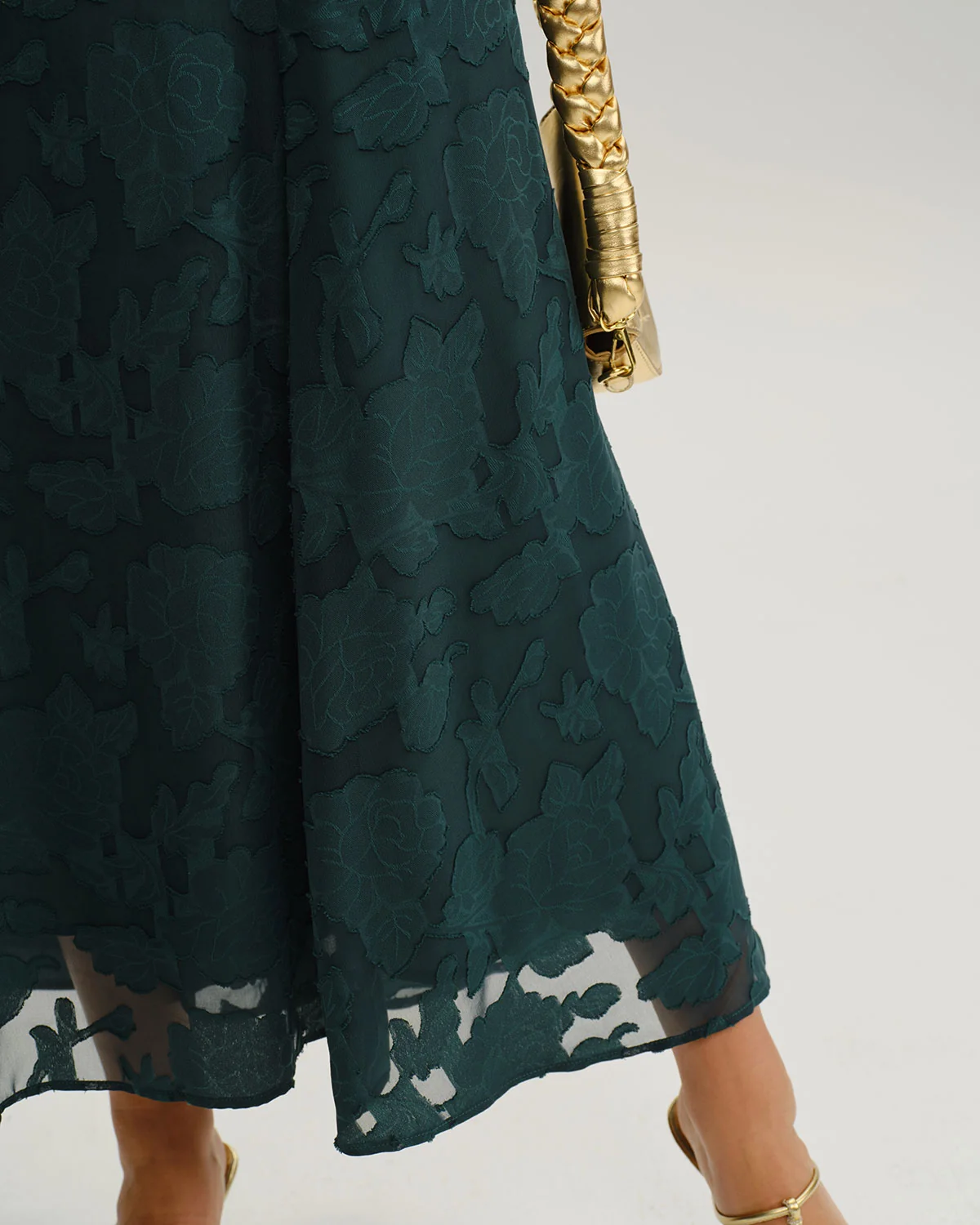Green Jacquard A-Line Slip Maxi Dress - Image 3